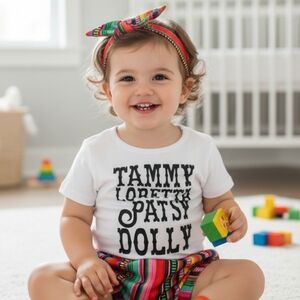 Toddler Girl Serape Bloomers & Headband Set Classic Country Music Icons Outfit
